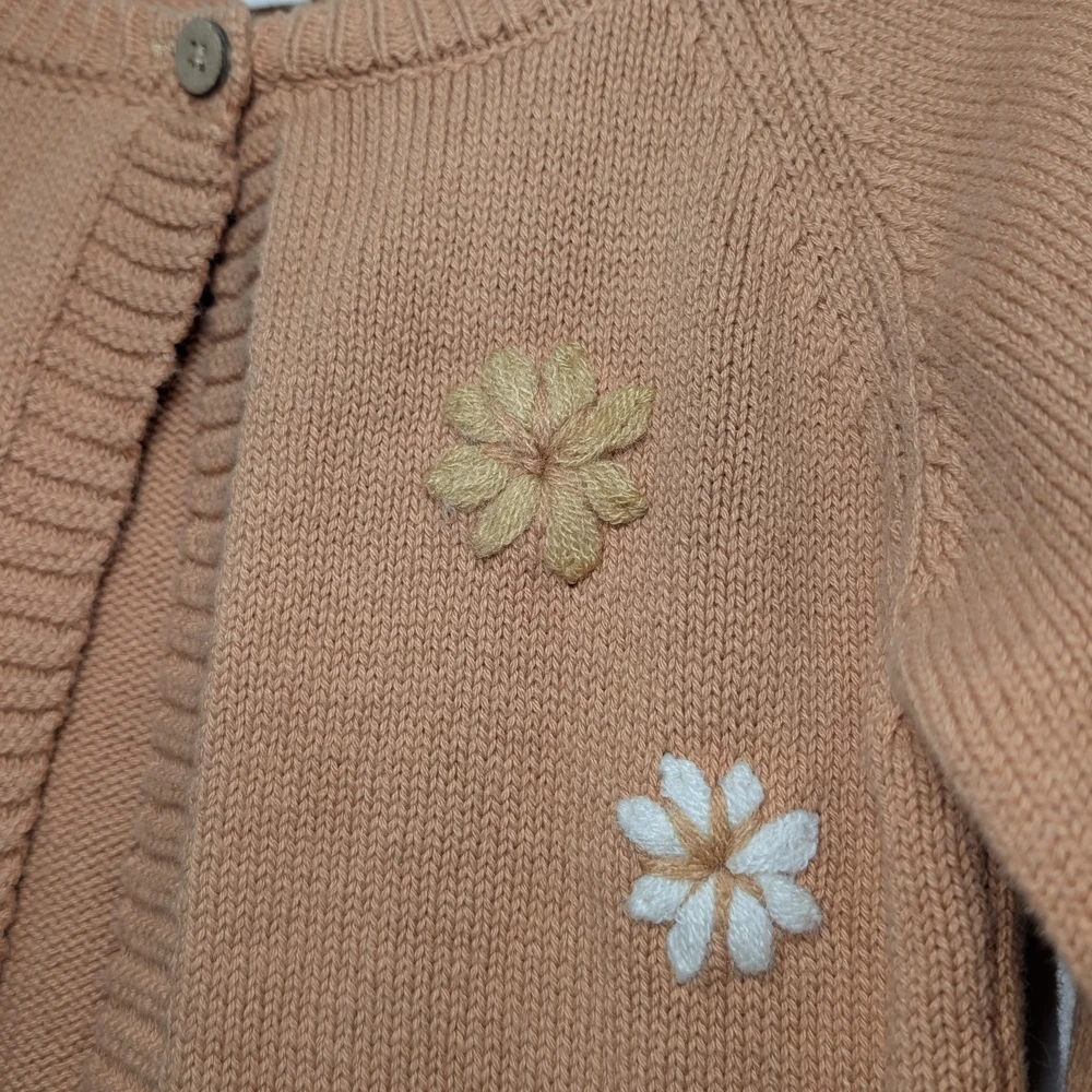 Rabbit + Bear Organic Cotton Floral Cardigan & Dress Bundle Girls 3T Orange Tan